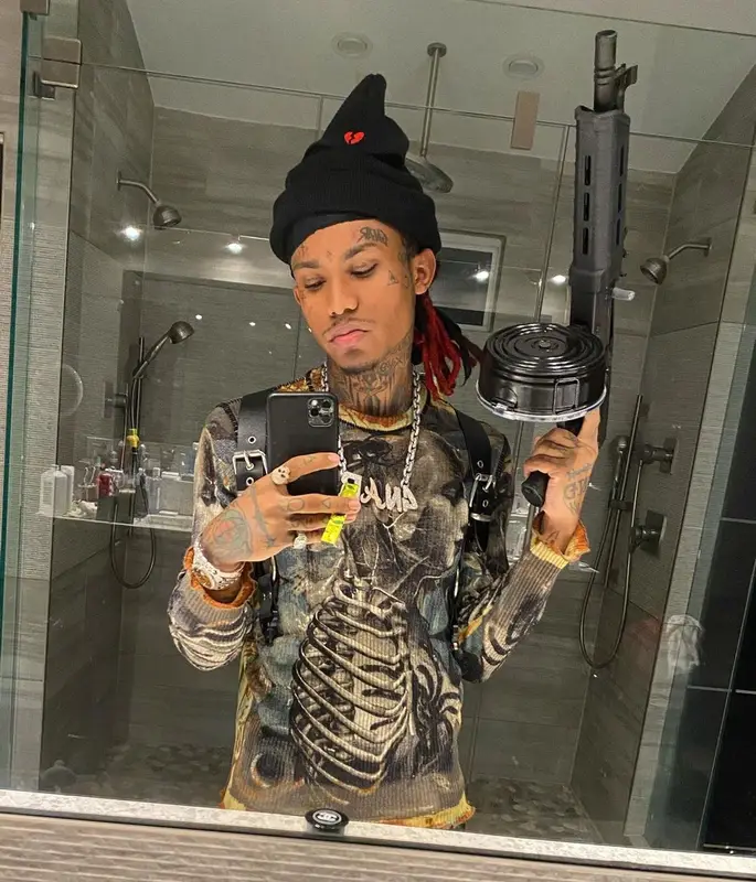 Lil Gnar outfit in Jean Paul Gaultier, Rick Owens, and Alyx, 2020