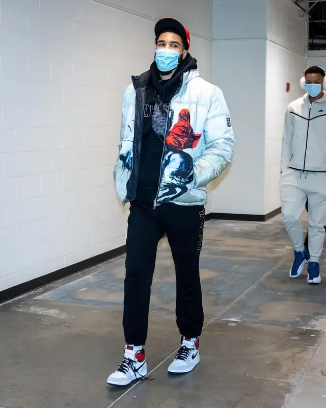 Jayson Tatum outfit in Tango Hotel, Nike, and Louis Vuitton, 2020