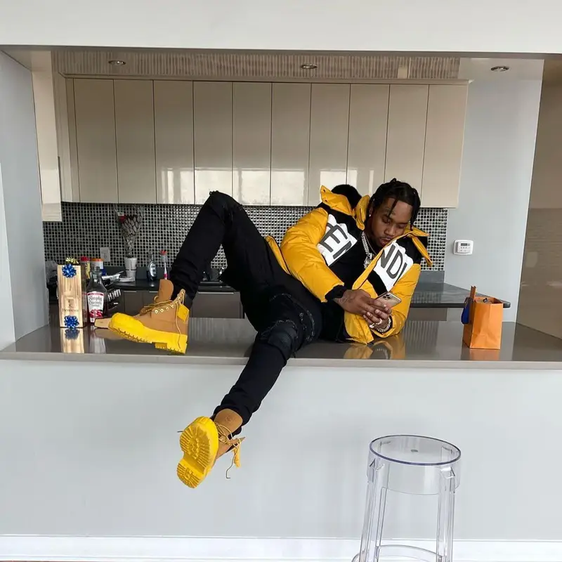 Fivio Foreign outfit in Fendi, Amiri, and Timberland, 2021