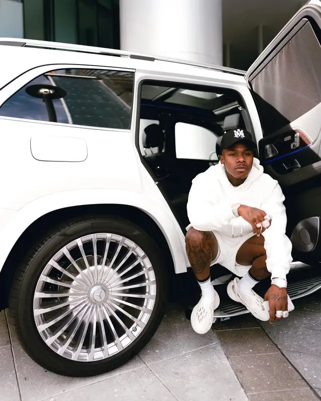DaBaby outfit in Dior, Yeezy, and Amiri, 2021
