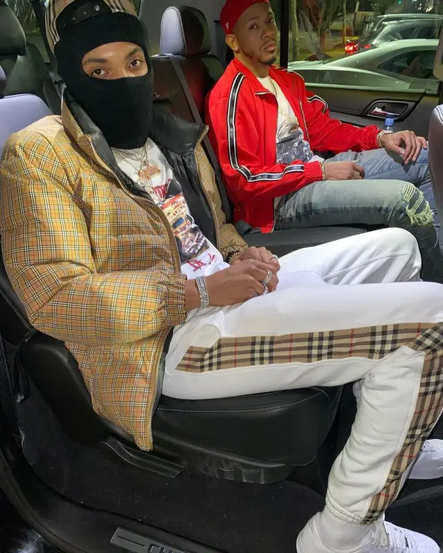 G Herbo outfit in Nike and Burberry, 2021