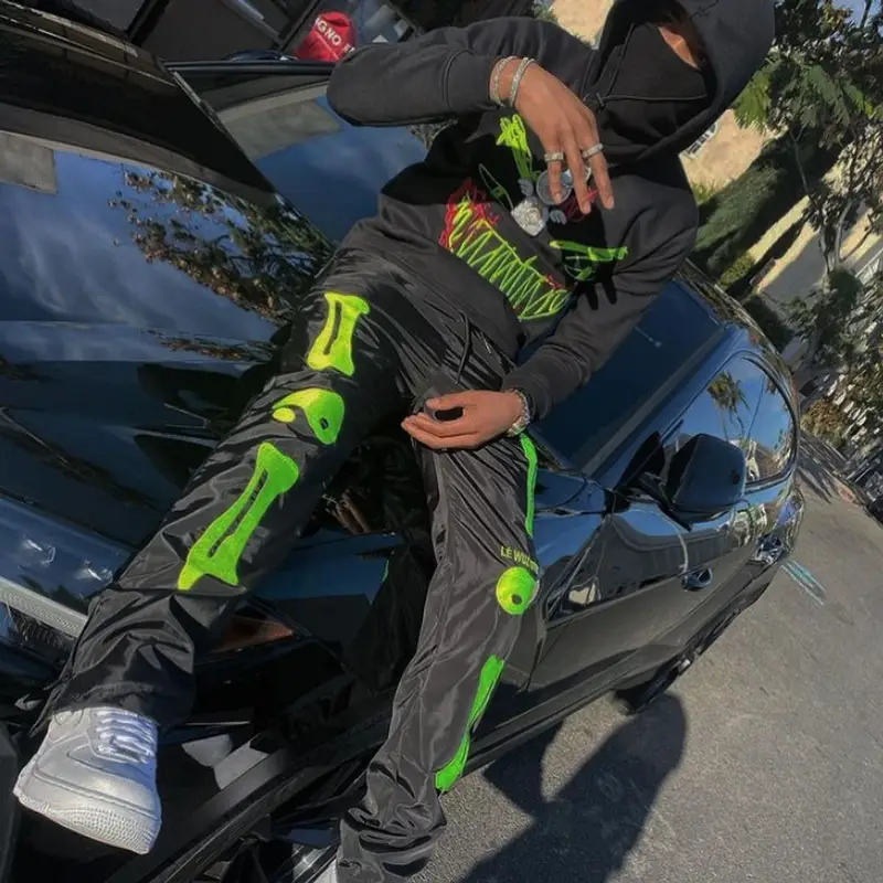 G Herbo outfit in Le Wuz Studios, Nike, and Evil Hearts Club, 2021