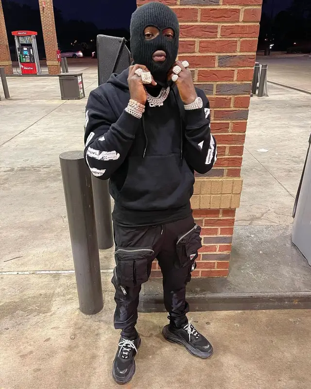 Bankroll Freddie outfit in Polo Ralph Lauren, Off-White, and Balenciaga, 2021