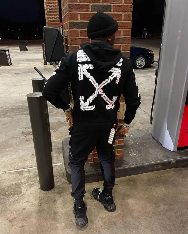 Bankroll Freddie outfit in Polo Ralph Lauren, Off-White, and Balenciaga, 2021