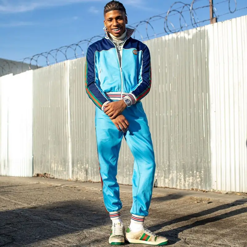 NLE Choppa outfit in Gucci, 2021