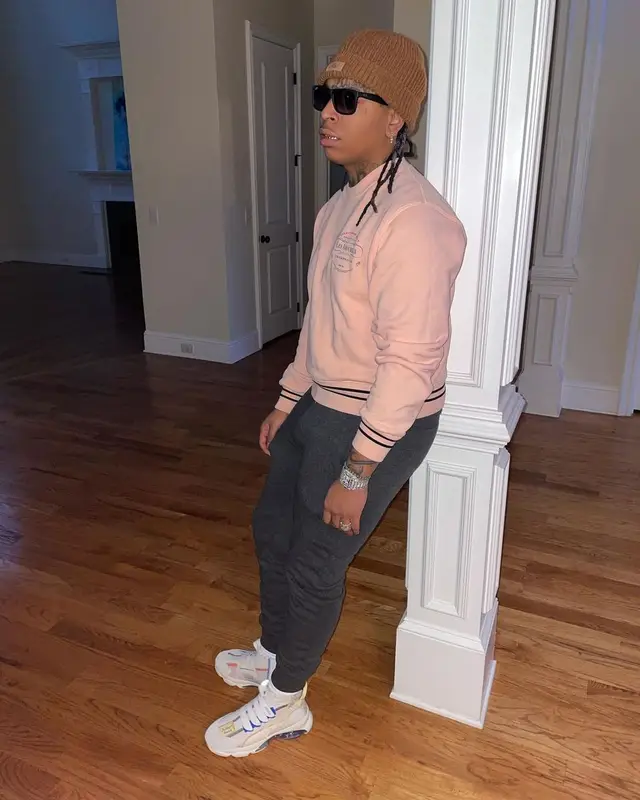 Lil Gotit outfit in Puma, Ray-Ban, and Ugg, 2021