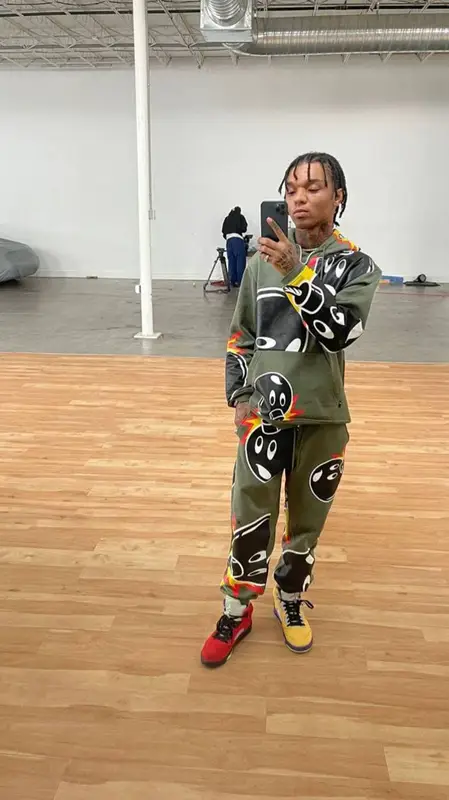 Swae Lee outfit in The Hundreds and Jordan, 2021