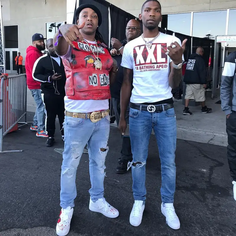 BlocBoy JB outfit in Bape, Nike, and Gucci, 2018