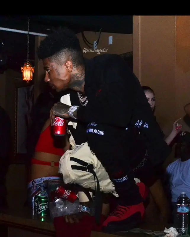 Blueface outfit in Jordan, B.B. Simon, and Coca-Cola, 2021