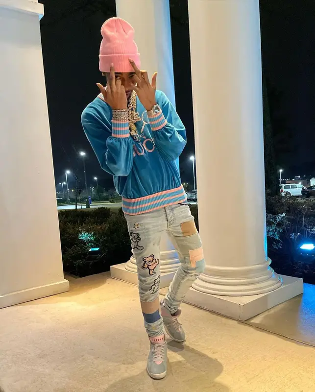 Key Glock outfit in Gucci, Amiri, and Jordan, 2021