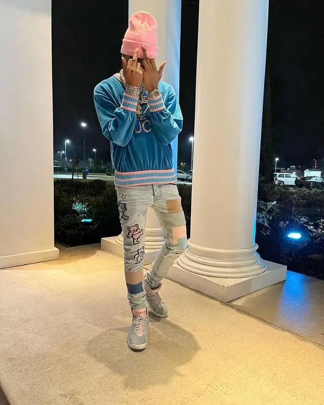 Key Glock outfit in Gucci, Amiri, and Jordan, 2021