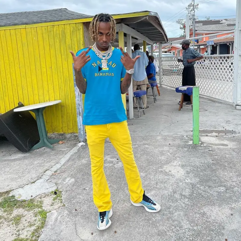 Rich The Kid outfit in Gallery Dept., Adidas, and Yeezy, 2021