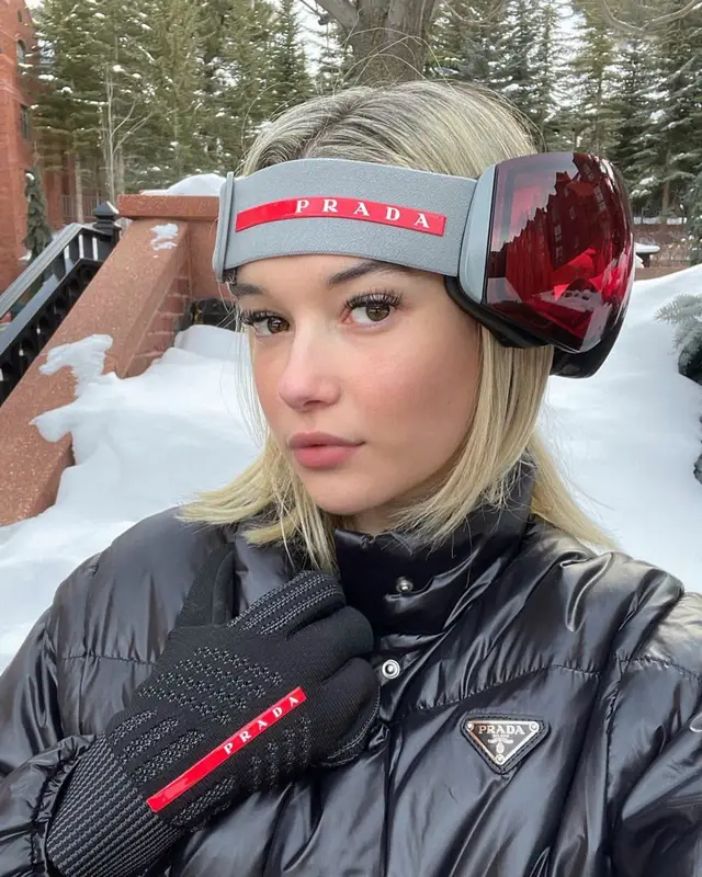 Sarah Snyder outfit in Prada and Oakley, 2021