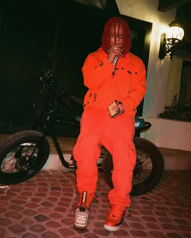 Trippie Redd outfit in M+RC Noir and Nike, 2021