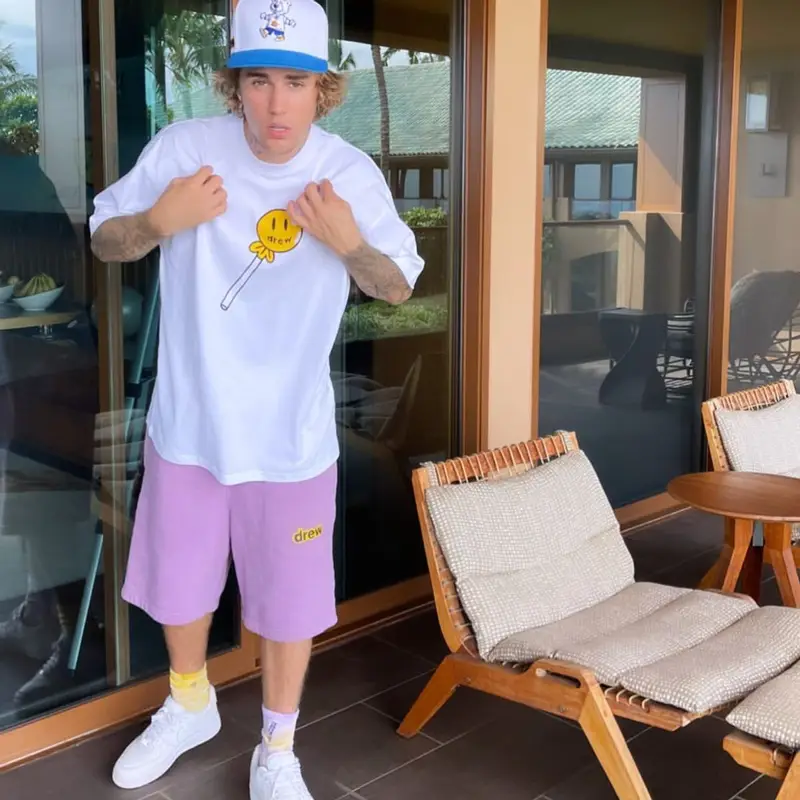 Justin Bieber outfit in Drew House and Nike, 2021
