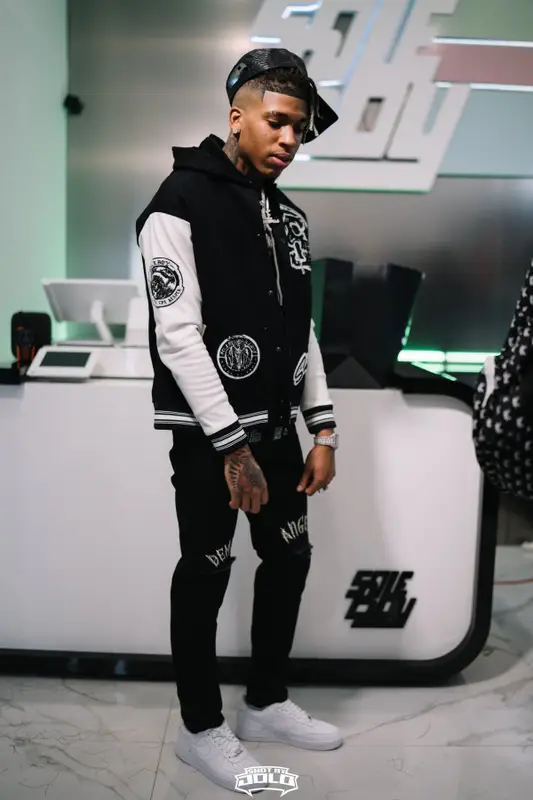 NLE Choppa outfit in SoleBoy and Nike, 2021