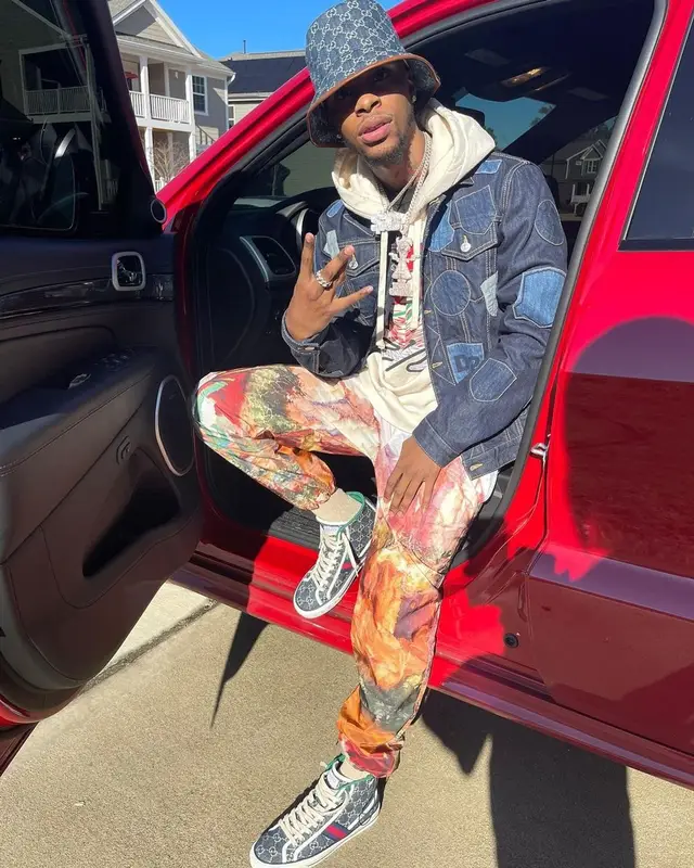 Toosii outfit in Dsquared2, Palm Angels, and Gucci, 2021