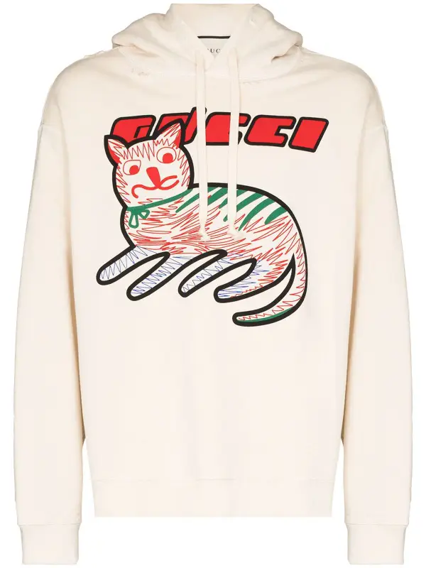 gucci cat logo hoodie