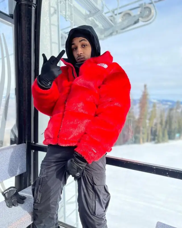 DDG outfit in Supreme, Moncler, and The North Face, 2021