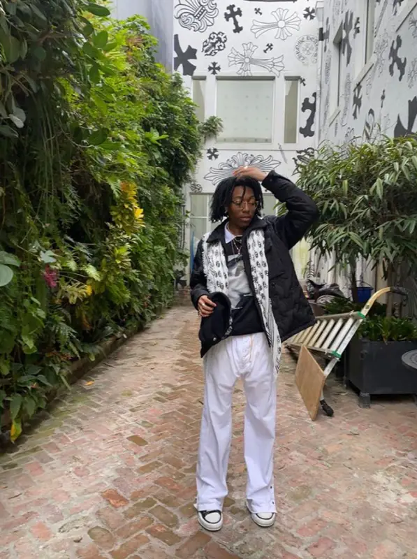 Lil Tecca outfit in Louis Vuitton, Ray-Ban, and Alexander McQueen, 2021
