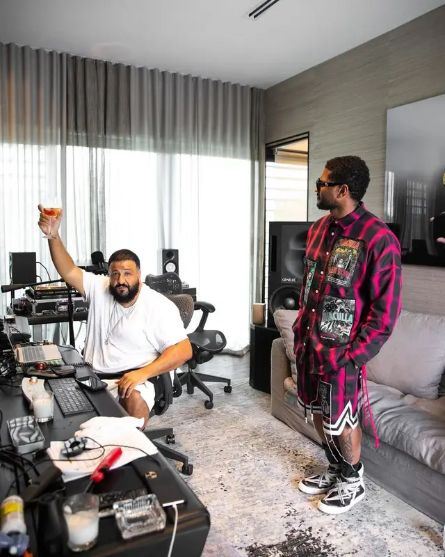 DJ Khaled outfit in Polo Ralph Lauren, Jordan, and Nike, 2021