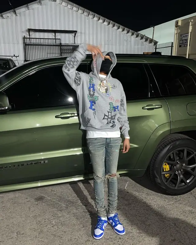 G Herbo outfit in Rhude, Amiri, and Nike, 2021