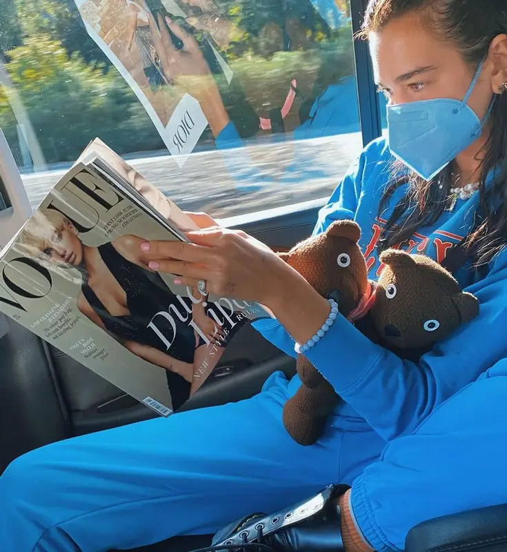 Dua Lipa outfit in Marc Jacobs, Dr. Martens, and Shay Jewelry, 2021