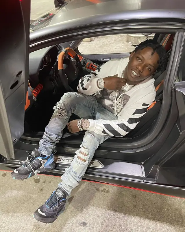 Jackboy outfit in Off-White and Amiri, 2021