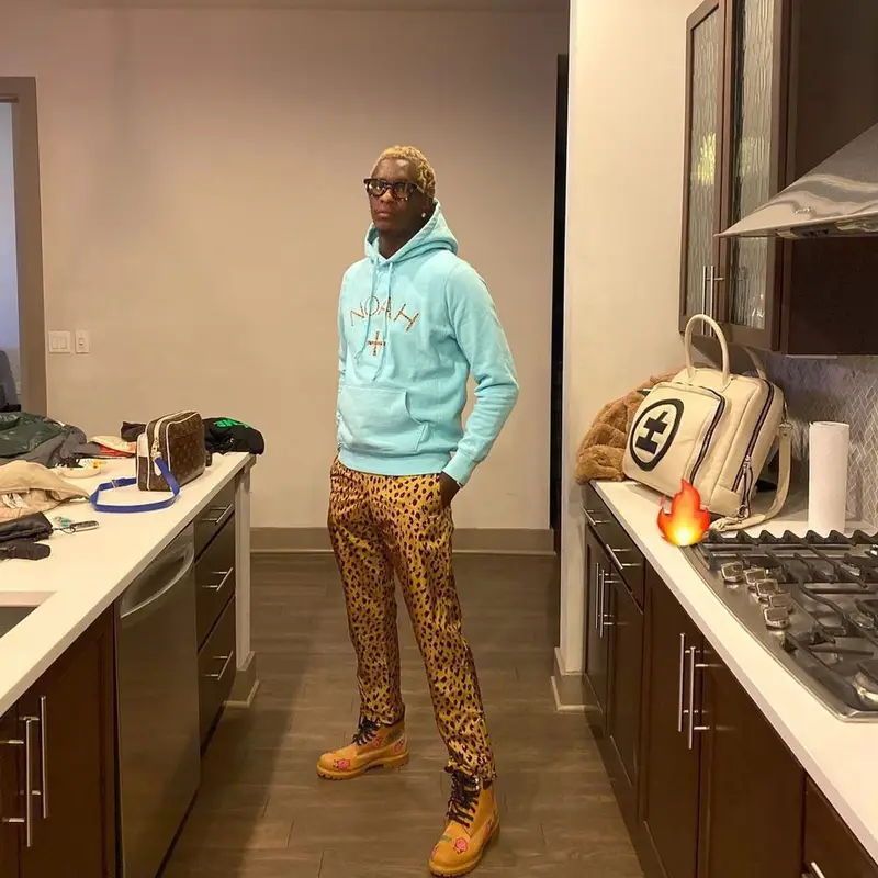 Young Thug outfit in Noah, Louis Vuitton, and NBA, 2021