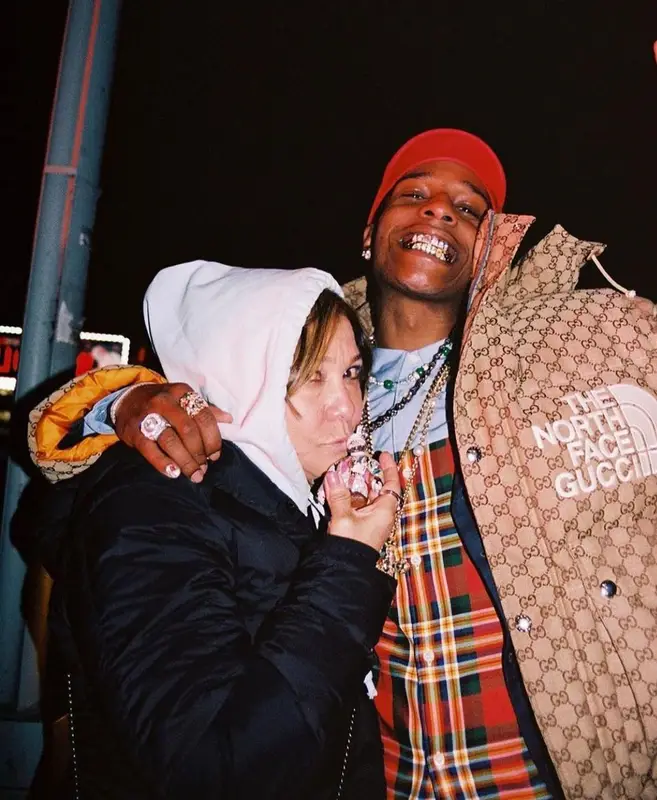 ASAP Rocky outfit in Gucci, Comme Des Garcons, and The North Face, 2021
