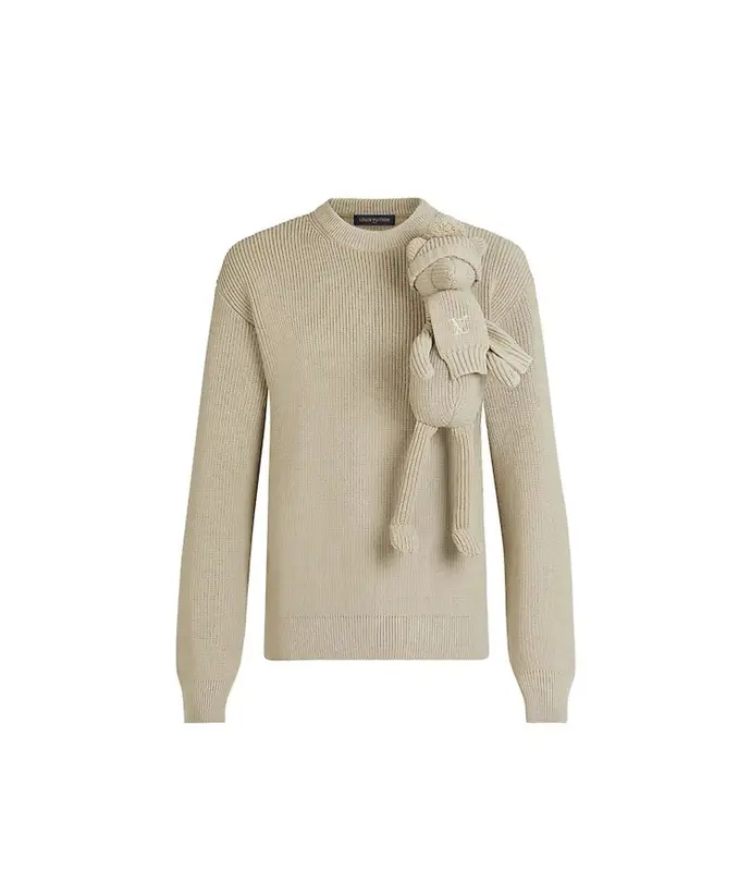 Louis Vuitton Stitched Teddy Pullover Beige Cotton ref.981097