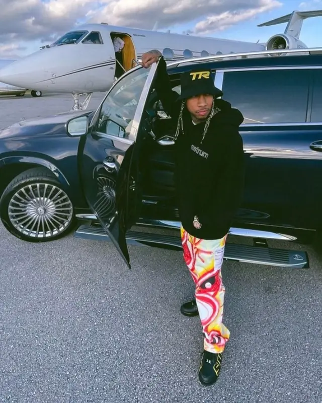 Tyga outfit in Heron Preston, Nike, and Cactus Plant Flea Market, 2021