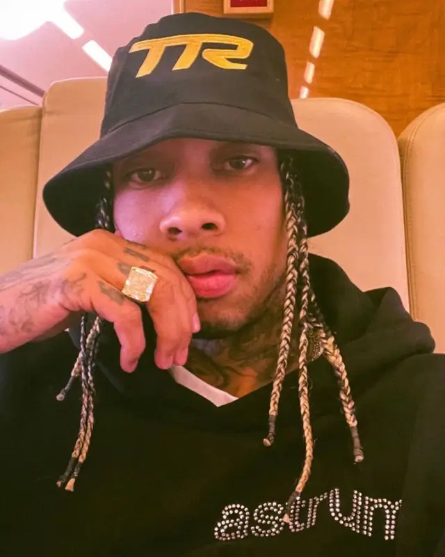 Tyga outfit in Heron Preston, Nike, and Cactus Plant Flea Market, 2021