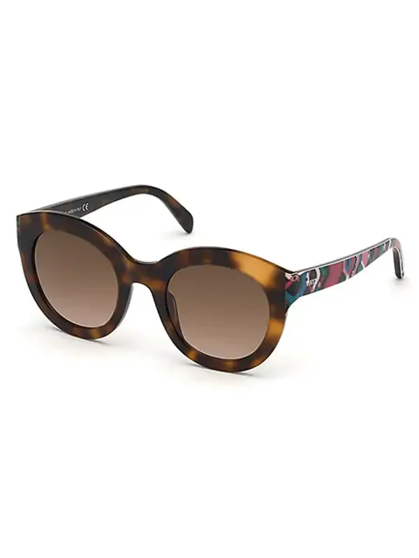 Emilio Pucci 51mm Round Sunglasses In Havana $370