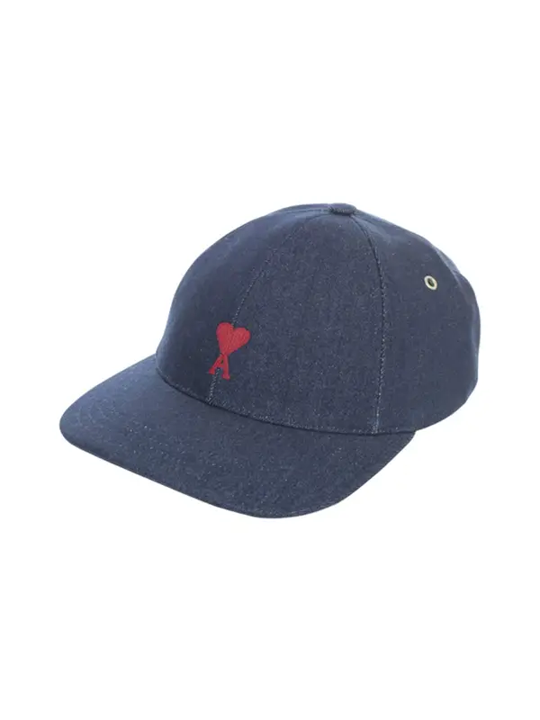 Ami Alexandre Mattiussi Cap W/embroidery Raw Indigo Denim $105