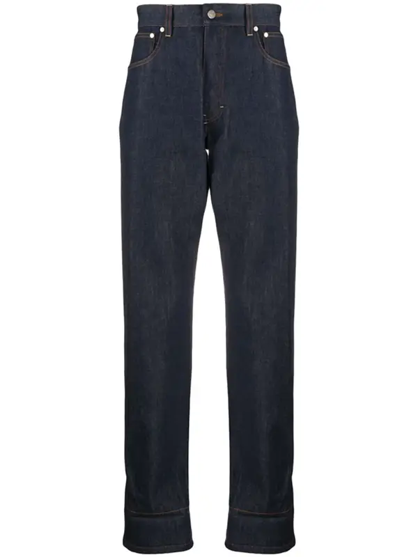 Ami Alexandre Mattiussi Contrasting Hem Straight-leg Jeans In Blue $270