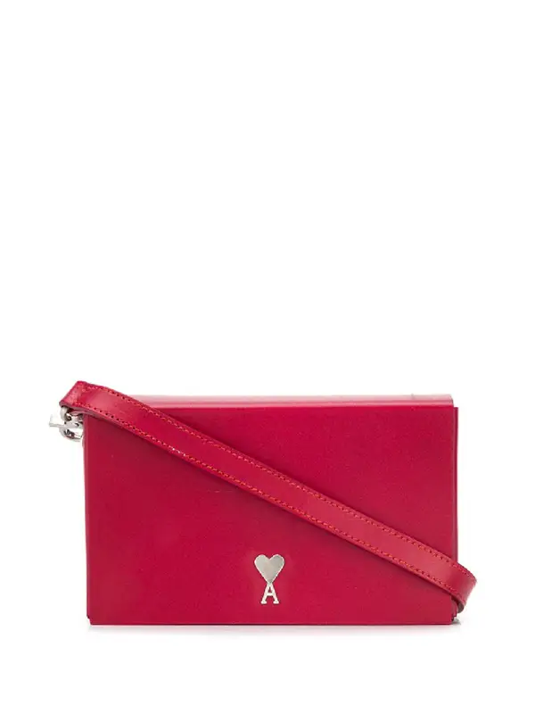 Ami Alexandre Mattiussi Logo Plaque Box Messenger Bag In Red $540