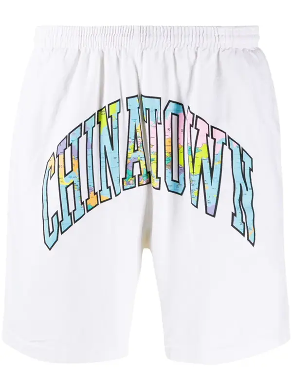 Market Logo Print Track Shorts In White $112