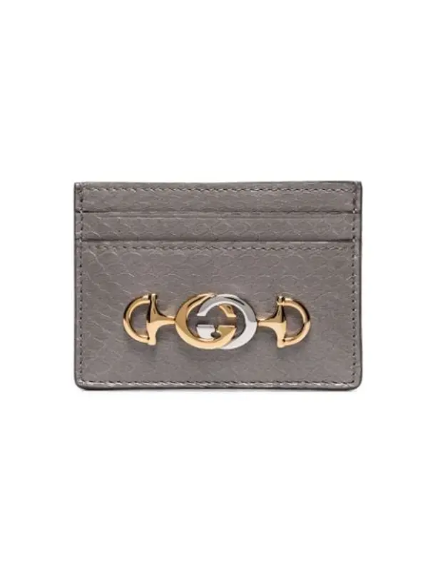Gucci Zumi Grainy Leather Card Case In Grey $310