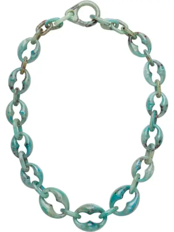 Prada Plexiglass Chunky Link Necklace In Blue $380