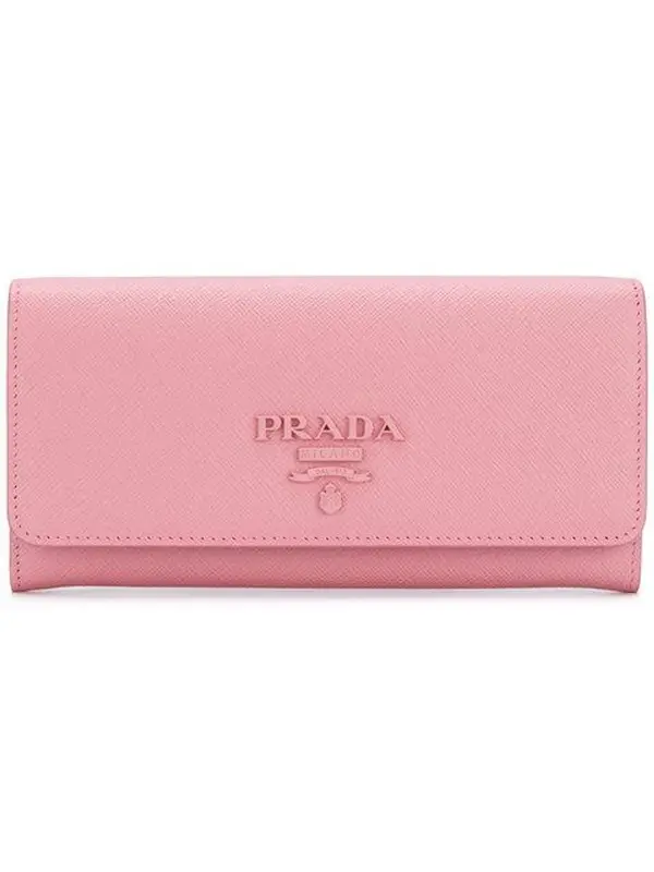 Prada Saffiano Leather Continental Wallet In Pink $775