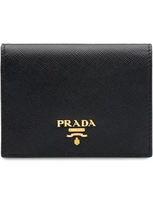 Prada Small Saffiano Leather Snap Wallet In F0002 Black $575