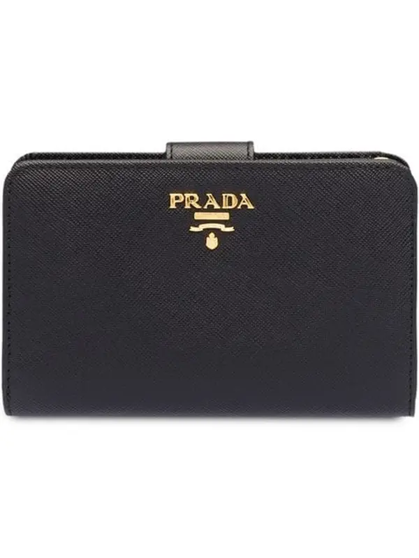 Prada Compact Zip-around Saffiano Leather Wallet In F0002 Black $725