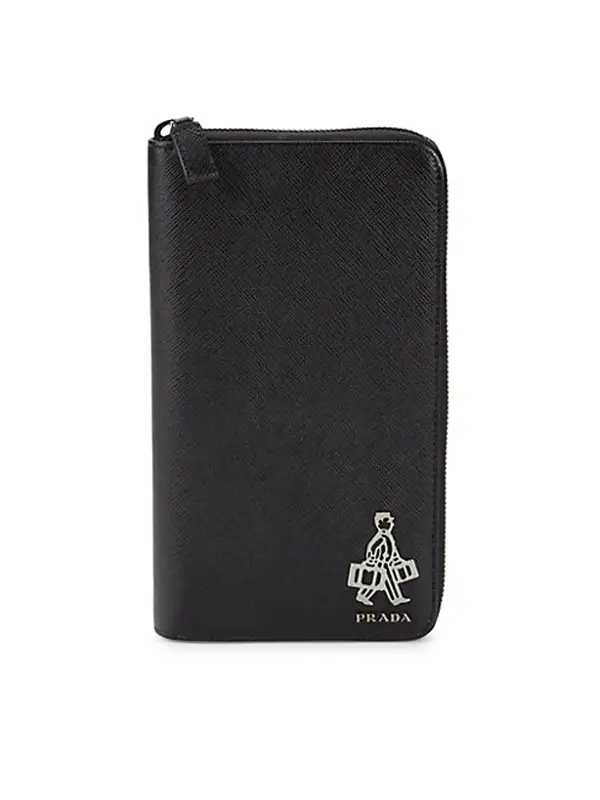 Prada Saffiano Leather Wallet In Black $765