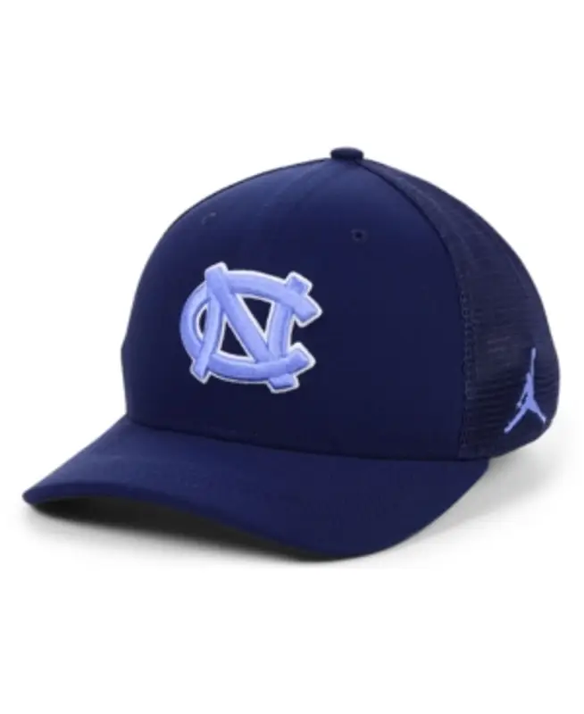Jordan North Carolina Tar Heels Aerobill Swooshflex Stretch Fitted Cap In Navy $30