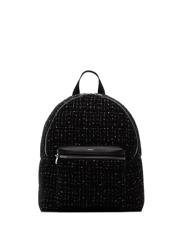Amiri Leather-trimmed Bouclé Backpack In Black Silve $1190
