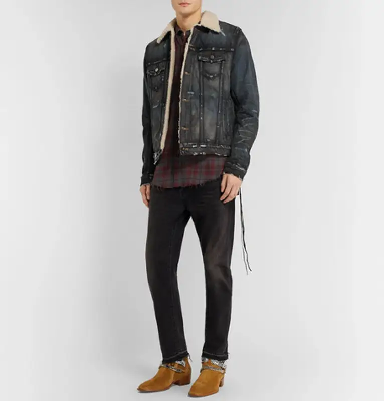 amiri shearling denim jacket