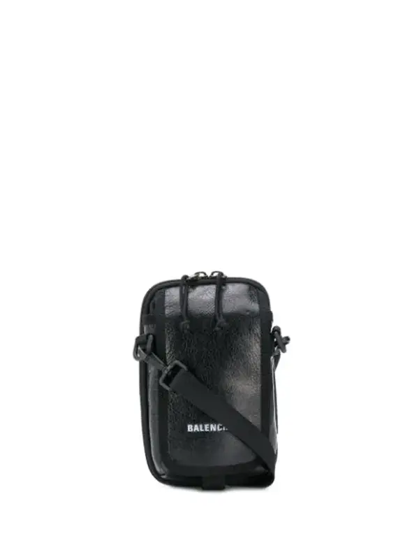 Balenciaga Arena Logo Print Crinkled Leather Black Pouch $695