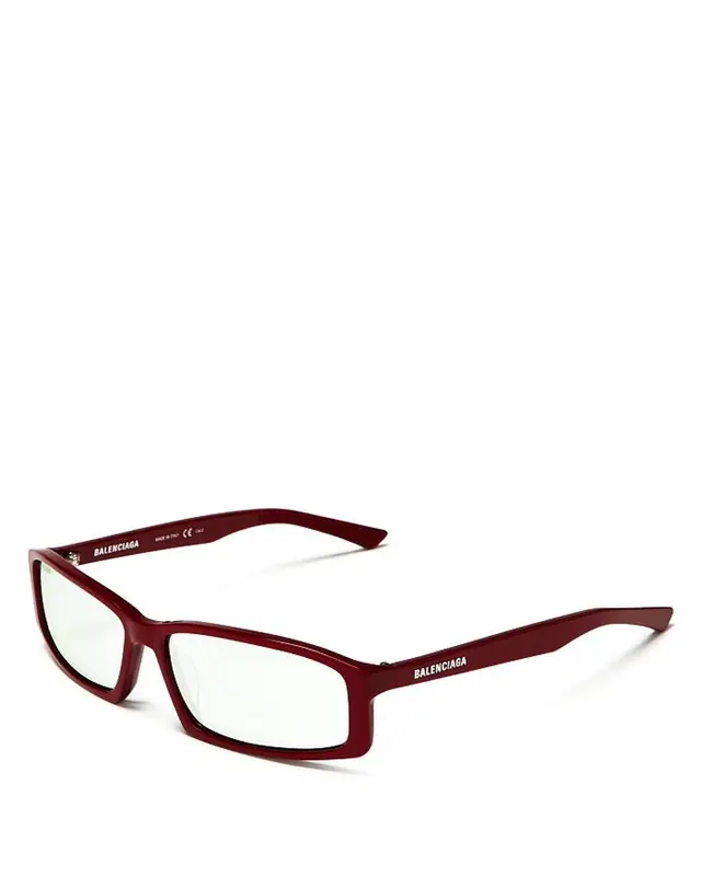 Balenciaga Women's Rectangular Sunglasses, 60mm In Shiny Solid Bordeaux/silver Mirror $350