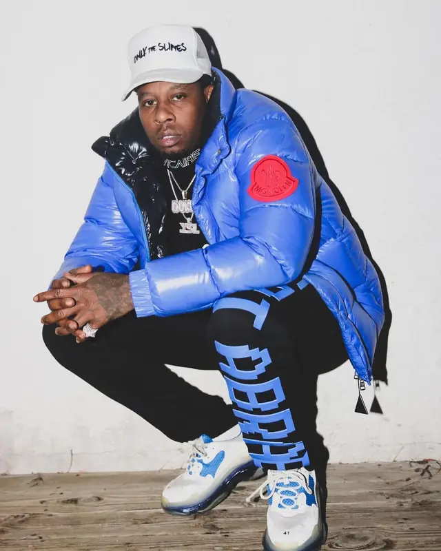 Lil Duke outfit in Moncler, Vicaire, and Vertabrae, 2021